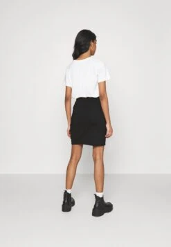 Even&Odd Asymetric Overlap Wrap Mini High Waisted Skirt - Pencil Skirt - Black -Even-Odd Store 17980c02c30940dbb5eef43ab569ab76