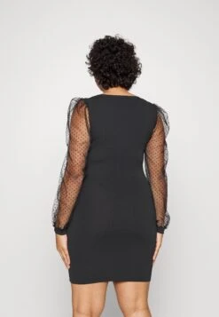 Bodycon Sleeves Low Neck Mini Dress- Jumper Dress - Black -Even-Odd Store 1efc32aa40c04bd1bfe724ab603de559