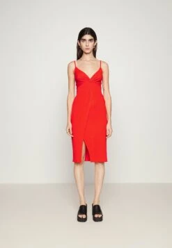 Even&Odd Eo-Ss23-C144-Sj / Strappy V Neck Knot Front Waist Midi Dress / 302 - Red - Day Dress - Red -Even-Odd Store 20036b4771ca42c3a54f3cacc0316c65