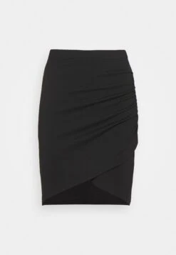 Even&Odd Asymetric Overlap Wrap Mini High Waisted Skirt - Pencil Skirt - Black -Even-Odd Store 26ec337f6164479d83b7661e14b9402f