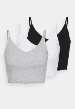 Even&Odd Strappy Lettuce Crop 3 Pack - Top - Black/White/Grey -Even-Odd Store 277e0f5f7d614268914a0bd15fef6dc9