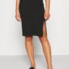 Even&Odd Basic - Midi Skirt With Slit - Pencil Skirt - Black