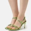 Even&Odd Leather- High Heeled Sandals - Green