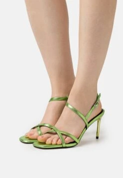 Even&Odd Leather- High Heeled Sandals - Green