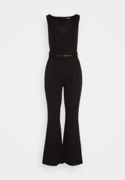 Even&Odd Going Out Low V Neck Flared Leg Belted - Jumpsuit - Black -Even-Odd Store 487f86e2ccdb418dbe84030d361b6ec6