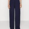 Petite Tailored Wide Leg Trouser - Trousers - Dark Blue