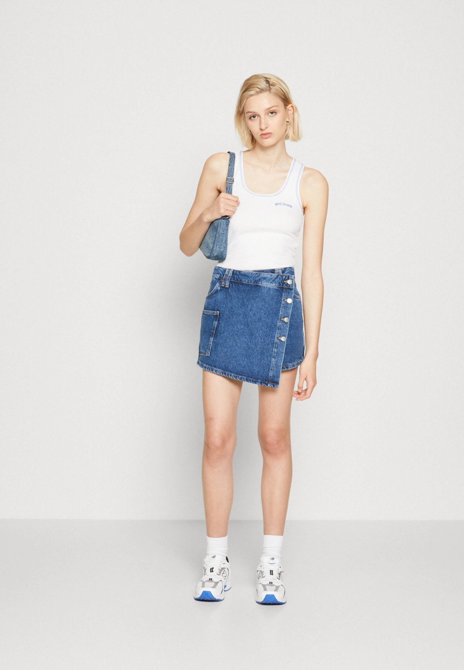 Even&Odd Mini Skirt - Blue Denim 2 Even&Odd Mini Skirt - Blue Denim - Image 2