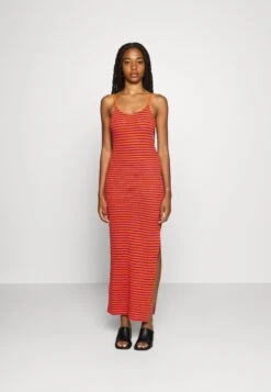 Even&Odd Midi Fake Bodycon Dress - Maxi Dress - Orange/Pink/Black