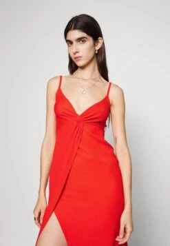 Even&Odd Eo-Ss23-C144-Sj / Strappy V Neck Knot Front Waist Midi Dress / 302 - Red - Day Dress - Red -Even-Odd Store d70af2ac15b146eab8b866e3f1840eb1