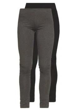 Even&Odd 2 Pack - Leggings - Trousers - Black/Mottled Dark Grey