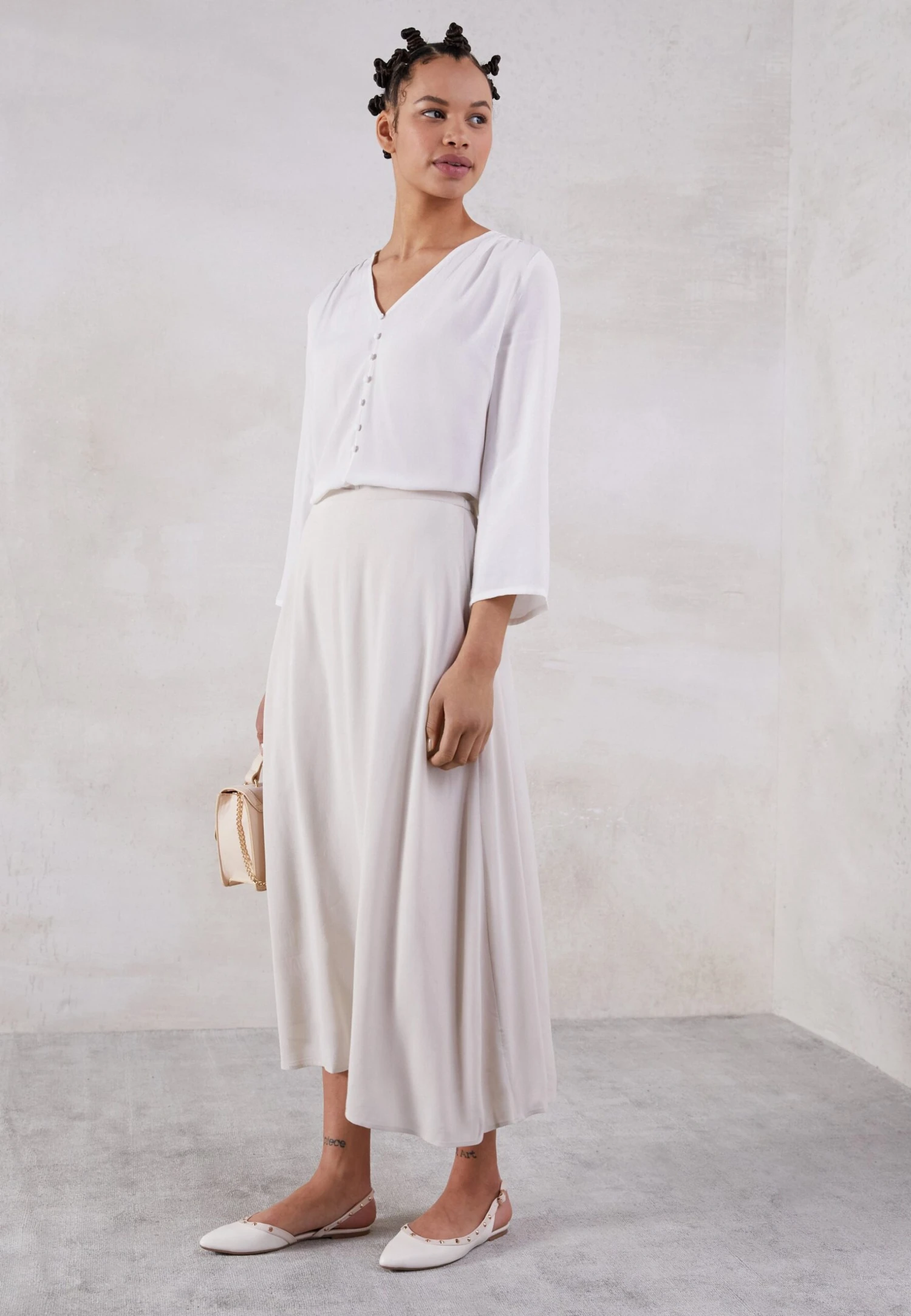 Even&Odd Slingback Ballet Pumps - White 4 Even&Odd Slingback Ballet Pumps - White - Image 4