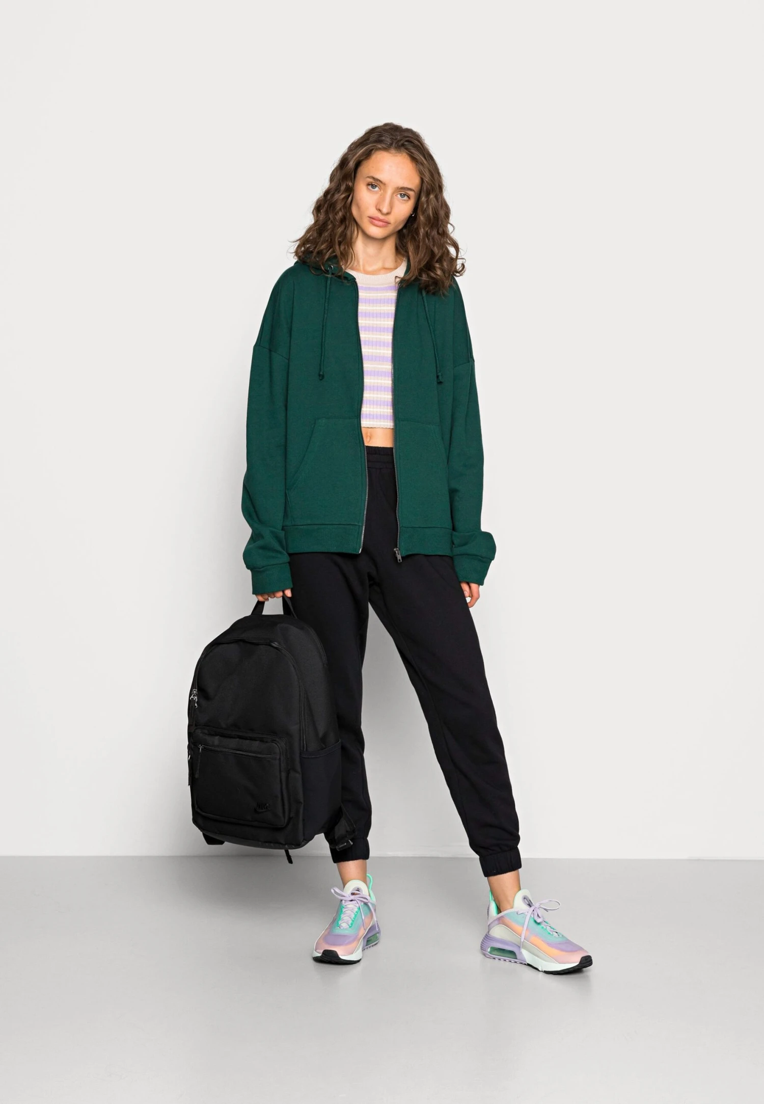 Even&Odd Zip-Up Sweatshirt - Dark Green 2 Even&Odd Zip-Up Sweatshirt - Dark Green - Image 2