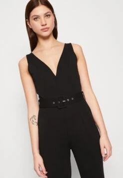 Even&Odd Going Out Low V Neck Flared Leg Belted - Jumpsuit - Black -Even-Odd Store f8427b06240c49ccaa2166959d756338